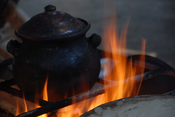A pot in the fire. A rustoc Kitchen.