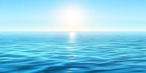Serene Ocean Background with Calm Blue Waters and Soft Fog in the Distance