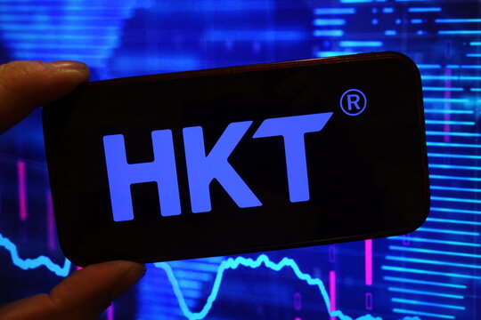 Konskie, Poland - February 07, 2025: Hong Kong Telecom company logo displayed on mobile phone