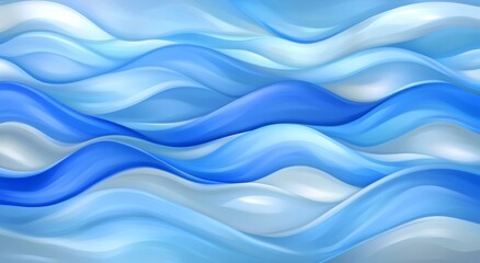 Fototapeta premium Abstract Ocean Waves in Blue and White with Fluid Shapes