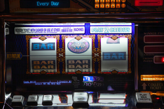 casino.   LAS VEGAS, USA &ndash; May 16, 2014: Slot machines inside the casino