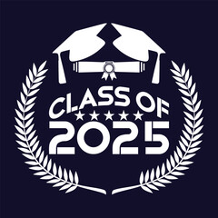 Class of 2025 typography design vector. Text for design, congratulation event, T-shirt, party, high school or college graduate. Editable class of 2025 typography design