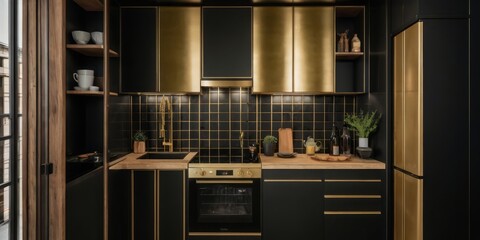 Modern Black Gold Kitchen Design Elegant Decor