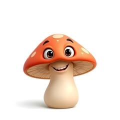 Funny 3D Organic Mushroom Cartoon Character with Eyes