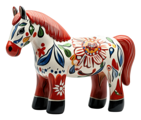 Colorful handcrafted horse figurine mexico studio isolated on transparent background