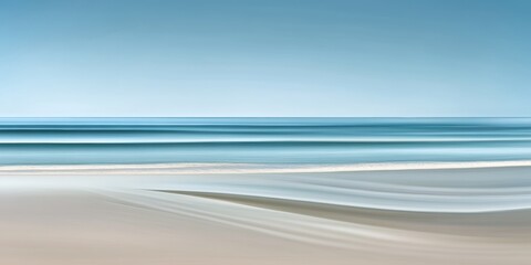 Serene Ocean Background with Calm Blue Waters and Soft Fog in the Distance