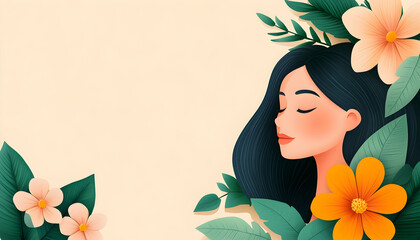 Woman is relaxing, meditating in nature, surrounded by flowers. Wellness concept. Generative AI