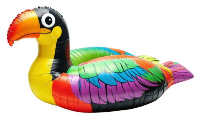 Colorful inflatable toucan pool float summer fun water outdoor bright isolated on transparent background