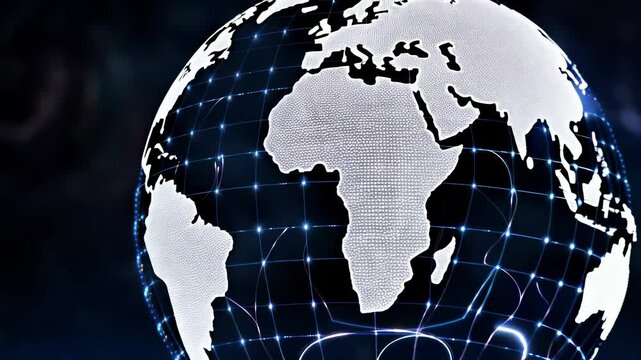Digital Globe with Network Grid