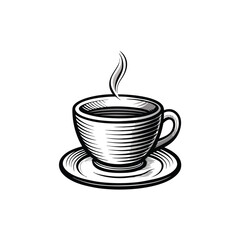 Create a simple, editable stroke vector graphic of a coffee cup, suitable for easy modification and scaling.  Include a handle and a realistic coffee fill.