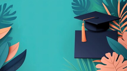Celebrating graduation milestone academic success blue gradient background visual art inspirational concept