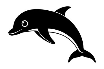 Fototapeta premium cute dolphin icon silhouette vector illustration