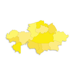 Fototapeta premium Kazakhstan map with border highlighted regions, states, isolated on white background. Template map of Kazakhstan. Detailed vector illustration.