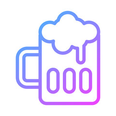 Gradient beer mug icon with frothy top design
