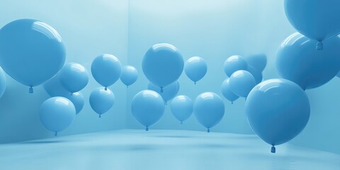 Blue balloons floating in air