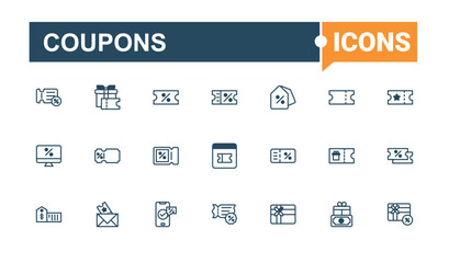 Coupons icon. Contains related to man, business, star, voucher, discount, on and more. Minimalistic icon. Solid line editable stroke. Vector line and solid icons.