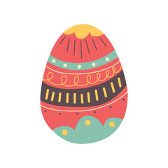 Easter egg design. Easter holiday egg hunt in colorful flat style with ornaments. Art deco decoration. Stock illustration clipart
