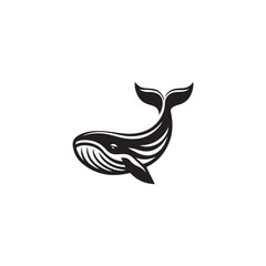 A black and white Whale Symbol Vector silhouette