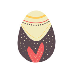Easter egg design. Easter holiday egg hunt in colorful red flat style with heart. Art deco decoration. Stock illustration clipart