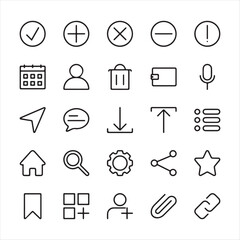 Minimalist Line Icons Set – UI/UX Essentials for Web and Mobile Design