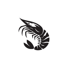 A black and white Shrimp Silhouette Vector