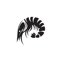 A black and white Shrimp Silhouette Vector
