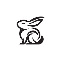 A black and white rabbit silhouette illustration
