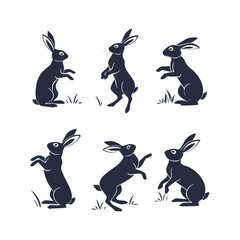 Cute Bunny Silhouettes Vector Clip Art Pack