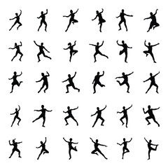 Joyful Women vector Silhouette