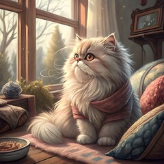 view of adorable persian domestic cat