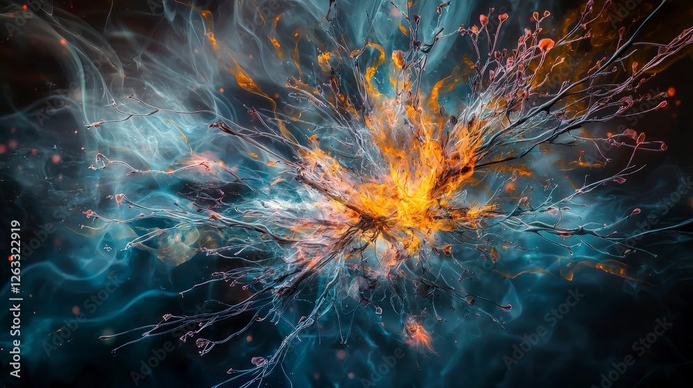 Poster streaks of yearning bursting into the air abstract art blend digital creation fantasy close-up emoti