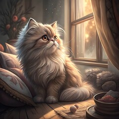 view of adorable persian domestic cat