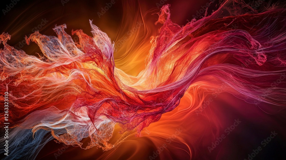Poster swirling red-orange masses create a stunning visual vortex digital art abstract energetic close-up m