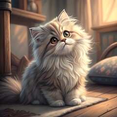 view of adorable persian domestic cat