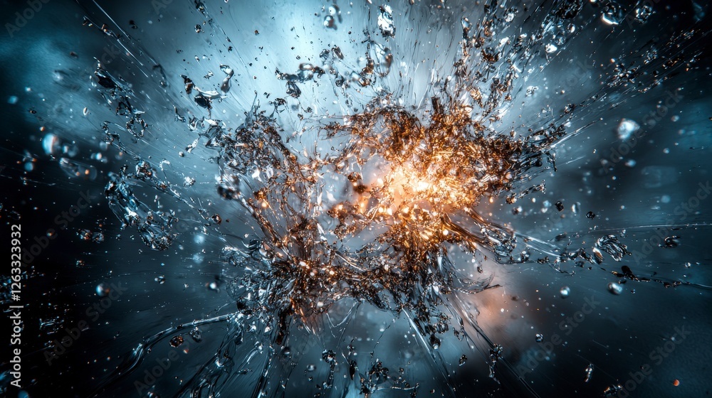 Aufkleber abstract art's dynamic burst of metallic light energetic atmosphere in close-up perspective