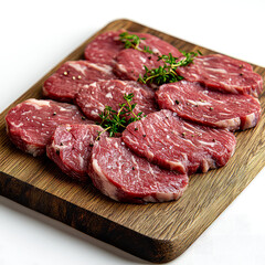 Fototapeta premium Savor the Exquisite: Succulent Beef Steaks, Ready for Grilling Perfection