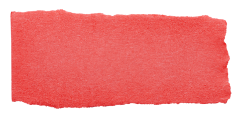 Red cut out torn piece of blank paper note cardboard with texture and copy space for text, transparent png background design element