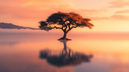 Obraz premium Lone Tree On Lake