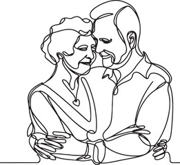Senior Couple Romance in Beautiful Line Drawing