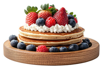Delicious pancakes with berries kitchen food bright isolated on transparent background