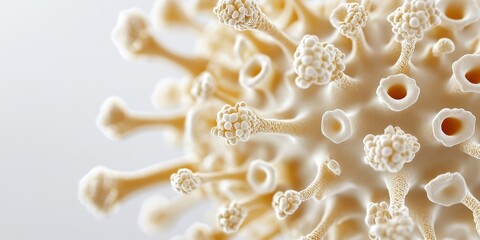 A mesmerizing close-up of delicate cream-colored coral architecture, resembling layered sea sponges, inviting exploration into its intricate beauty and complexity