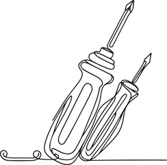 Minimalist Screwdriver Line Art for Designers