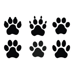Fototapeta premium Animal Paw Prints Vector Silhouette Set