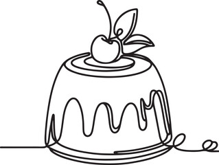 Elegant Line Art of a Tasty Sweet Pudding