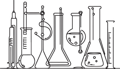 Simple Line Drawing of Three Chemistry Lab Tools