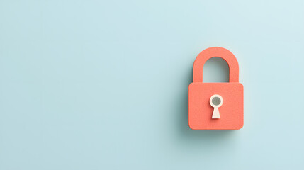 simple and modern illustration of pink padlock against light blue background, symbolizing data privacy and security