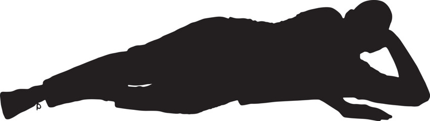 vector; silhouette;man relaxed on the floor looking at camera