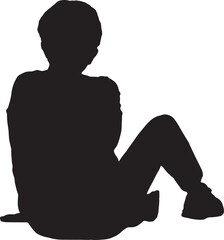 vector; silhouette;woman sitting on the floor