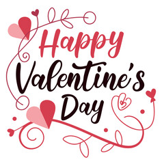 Happy Valentine's day typography vector design with white background