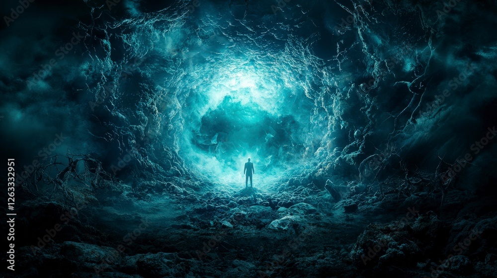 Aufkleber flowing currents of despair human connection dissolved in a spectacular cosmic void